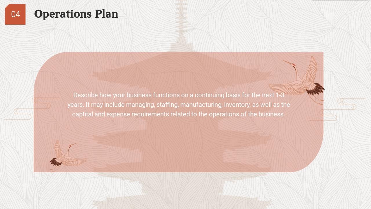 传统手工艺文化创业融资商业计划书PPT模板-Operations Plan