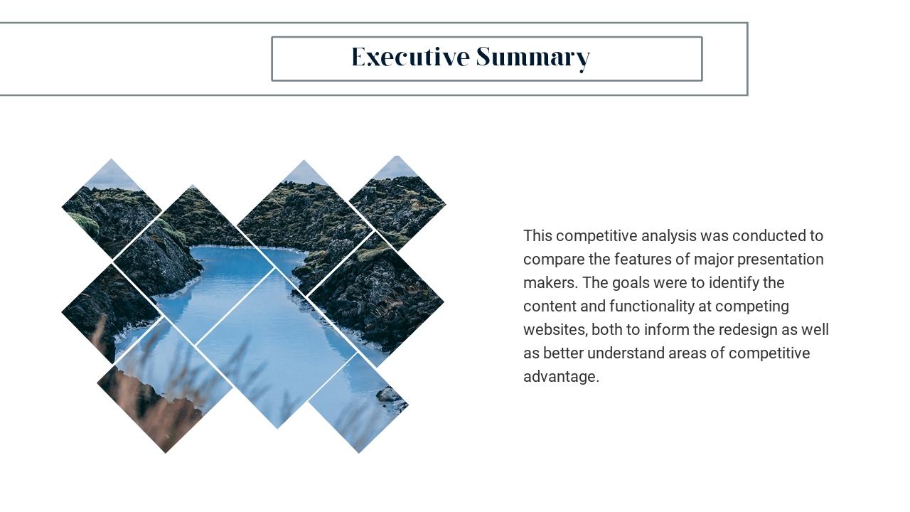 蓝灰色通用竞争分析PPT模板-Executive Summary