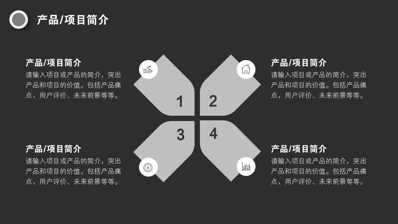 黑白商务办公项目/产品招商说明书PPT模版-产品/项目简介