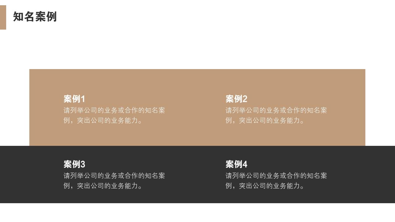 高端黑金大气通用公司简介PPT模版-知名案例