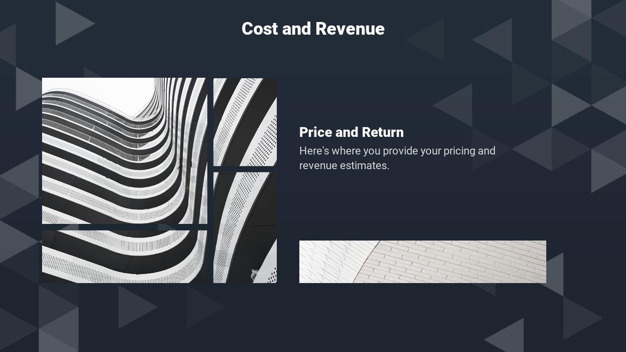 几何微粒体简约商业计划书PPT模板-Cost and Revenue