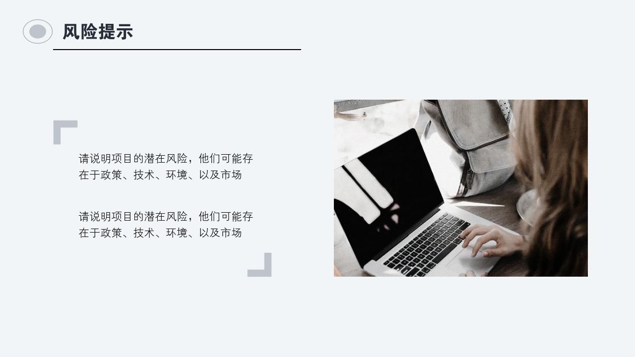 灰白商务项目可行性研究PPT模版-风险提示