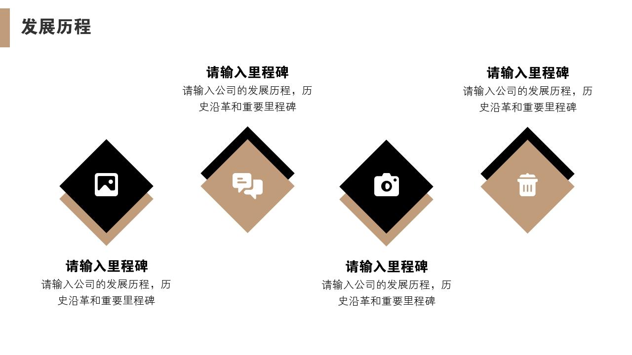 高端黑金大气通用公司简介PPT模版-发展历程