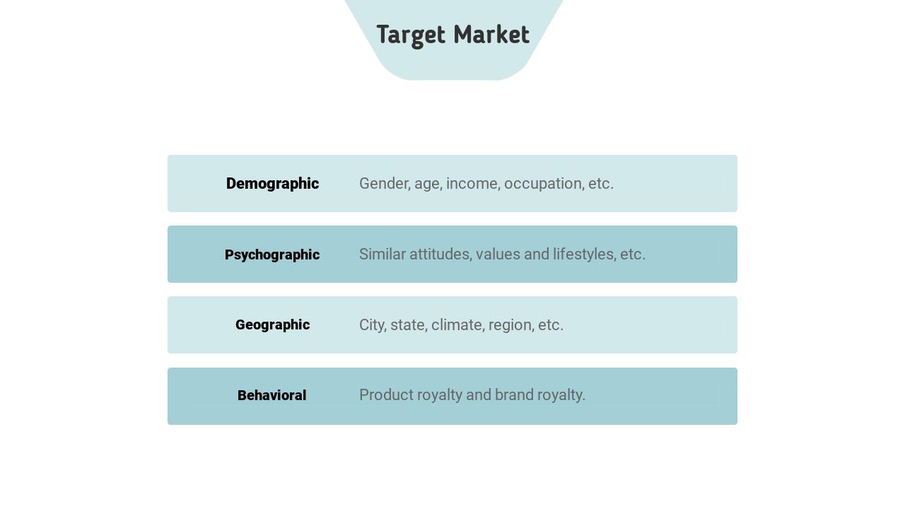 蓝色清新文艺市场营销策划英文PPT模板-Target Market